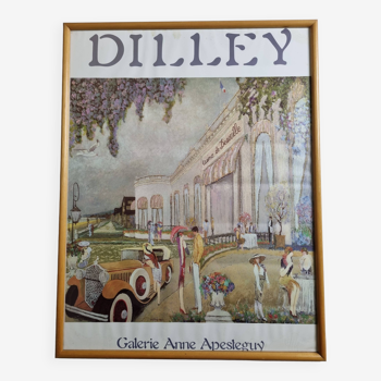 Affiche d'exposition "Dilley" encadrée sous verre, galerie Anne Apesteguy, des années 90