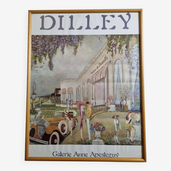 "Dilley" exhibition poster framed under glass, Anne Apesteguy gallery, from the 90s