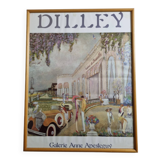 Affiche d'exposition "Dilley" encadrée sous verre, galerie Anne Apesteguy, des années 90