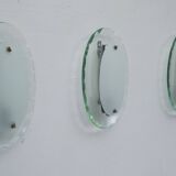 Set of Three Curved Glass Sconces by Cristal Art, Italy, 1960s