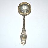 Sprinkling spoon - sugar ladle in silver metal with laurel scroll decoration 13cm