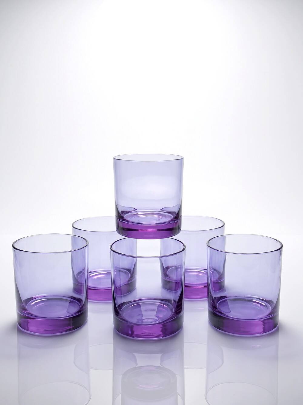 6 amethyst crystal whisky/cocktail glasses, Mid Century design from the 1960s-70s.