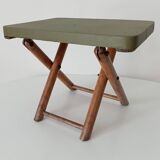 Vintage folding stool in wood and bamboo