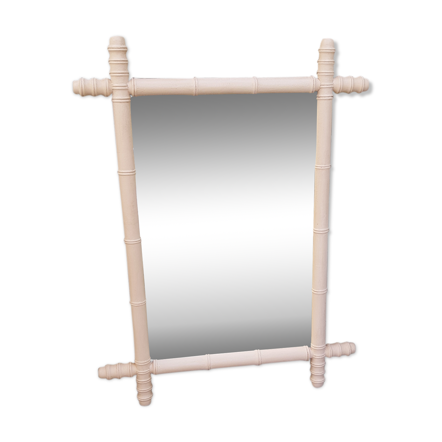 Large pink bamboo mirror 54x70cm
