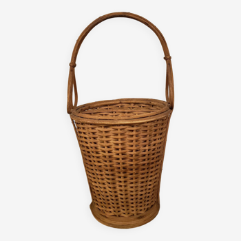 Basket with rattan handle 2 compartments