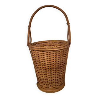 Basket with rattan handle 2 compartments