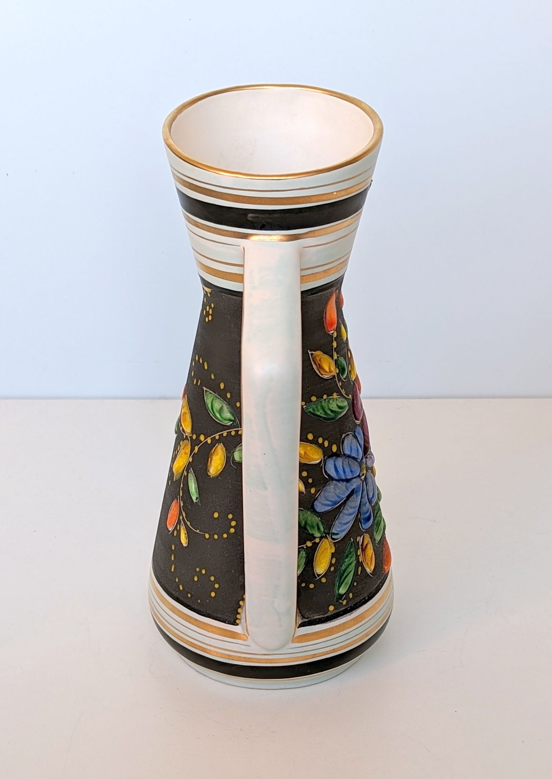 Vintage Henri Bequet Quaregnon hand painted ceramic vase (Belgium pottery 1960)
