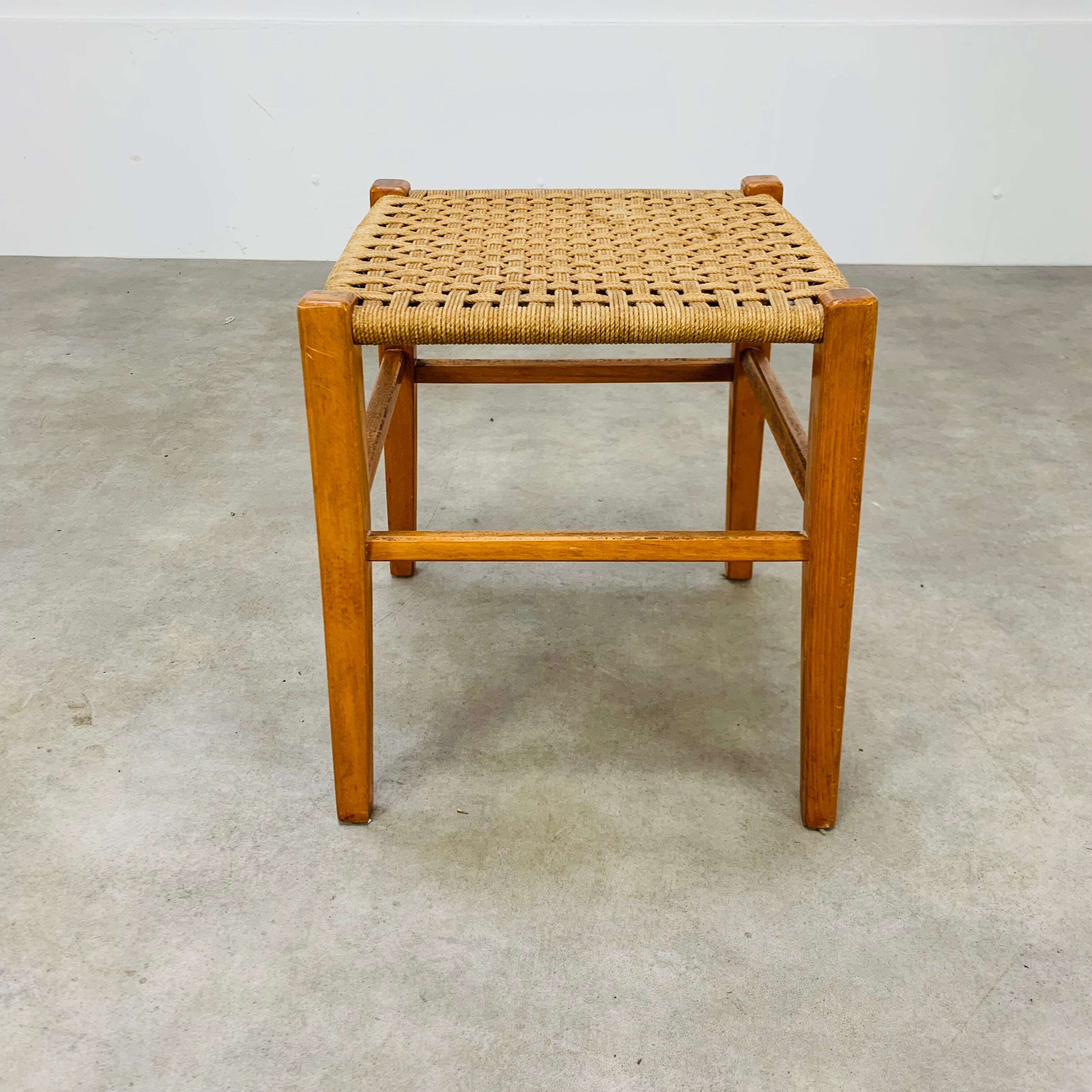 Rope stool and square wood 60s