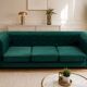 Canapé 3 places design italien en velours vert émeraude