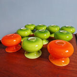 Vintage suspension trio in green opaline, 1960s-70s.