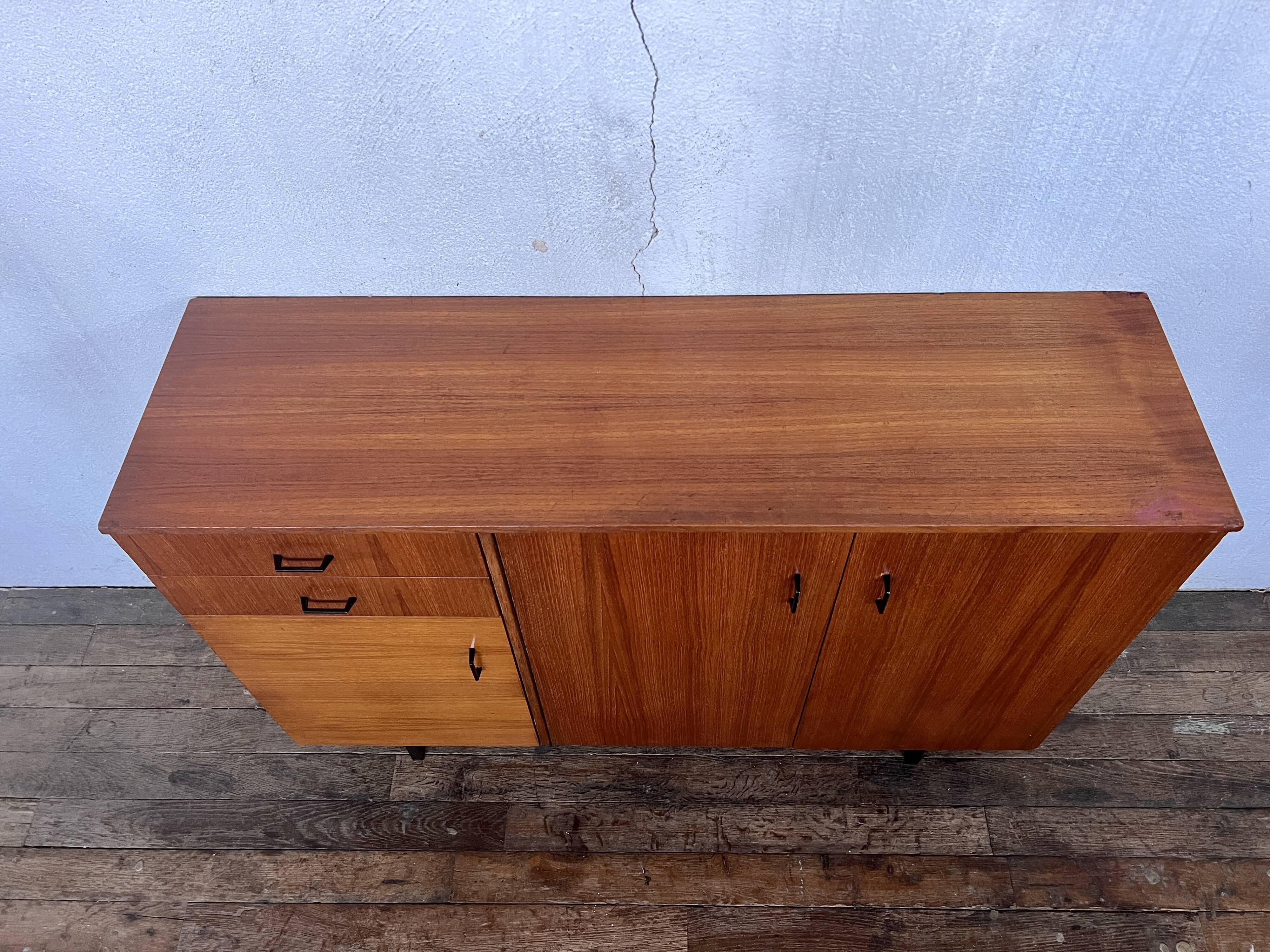 Vintage teak metal foot row
