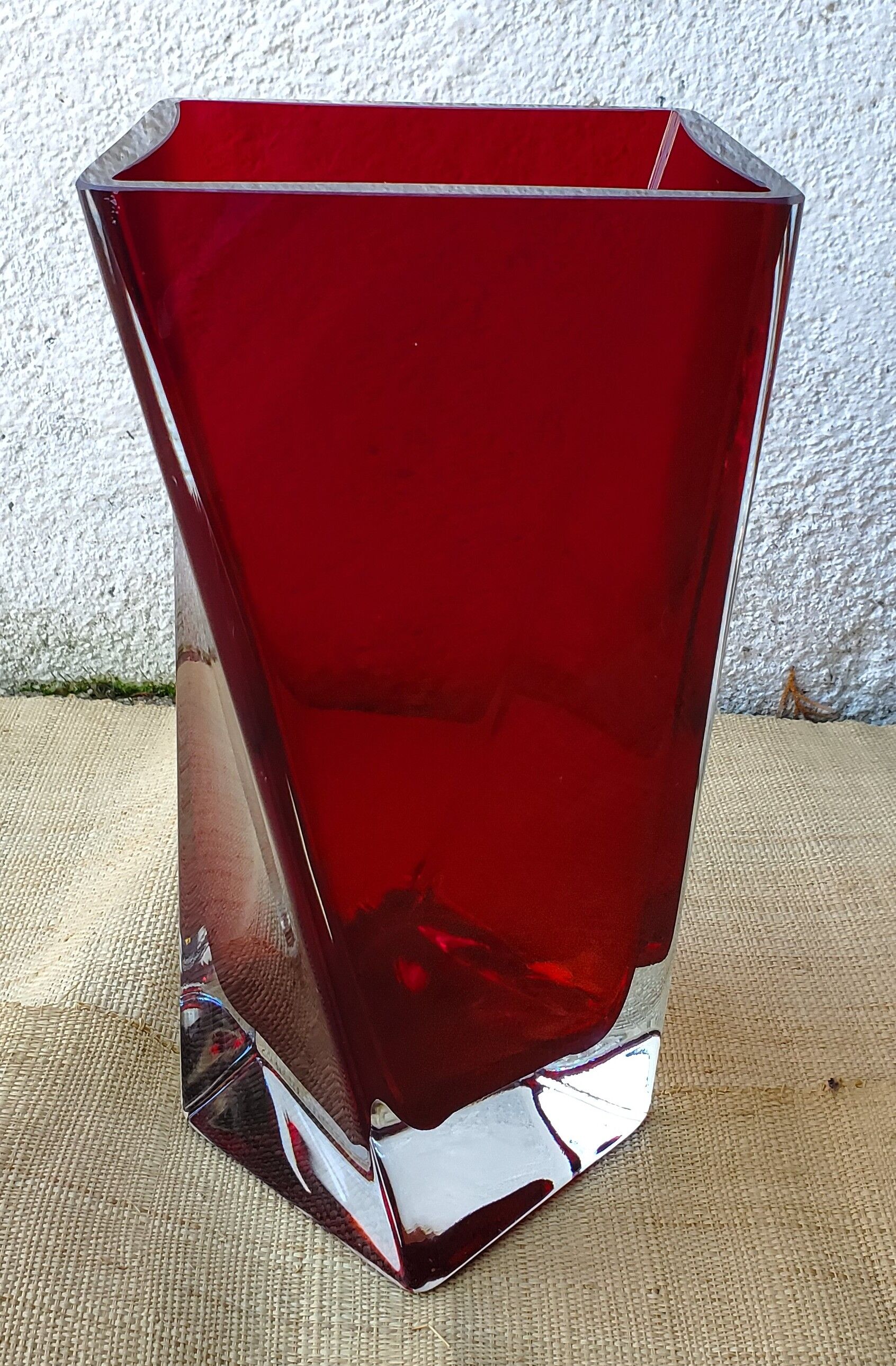 Red Murano glass vase