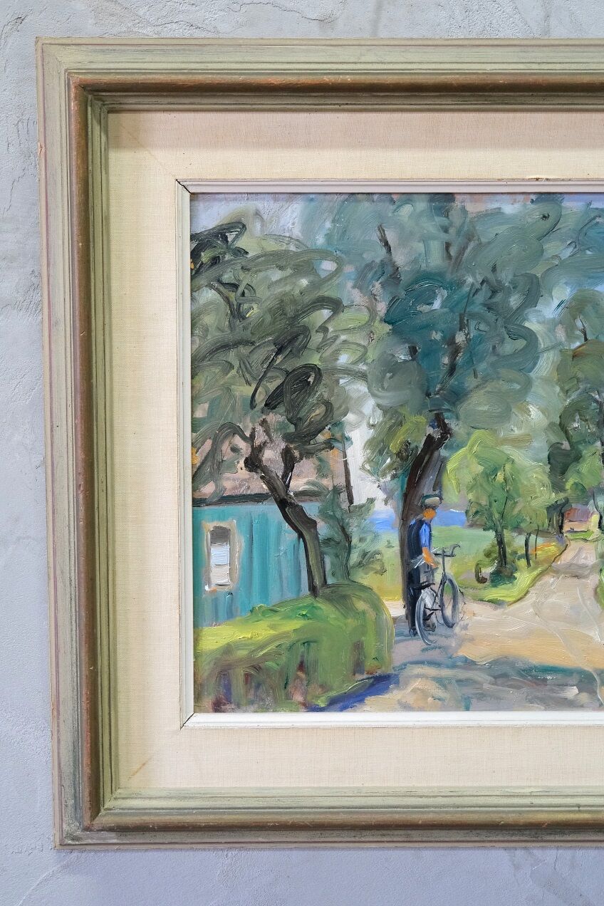 Carin Tham (1888-1967), Scandinavian Modern Landscape, 1942, Oil on Panel, Framed