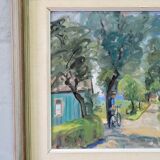 Carin Tham (1888-1967), Scandinavian Modern Landscape, 1942, Oil on Panel, Framed
