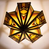 Amsterdam school Dutch Art Deco Stained Glass Chandelier Holland