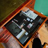 English-style mahogany desk and green leather top