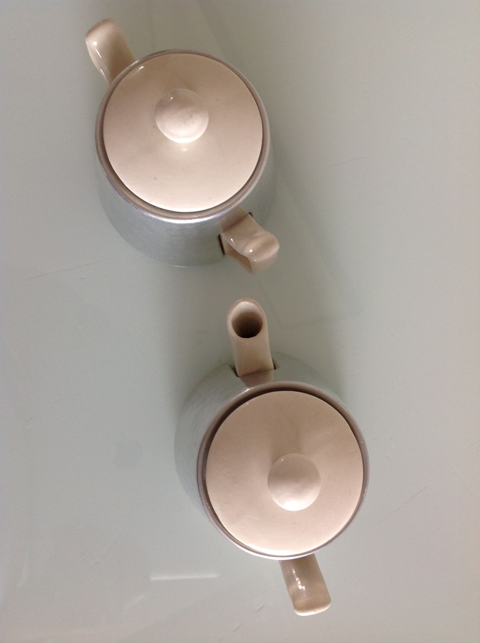 Sugar and milk pot in cermal and metal vintage 60s-70s