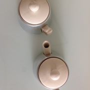 Sugar and milk pot in cermal and metal vintage 60s-70s