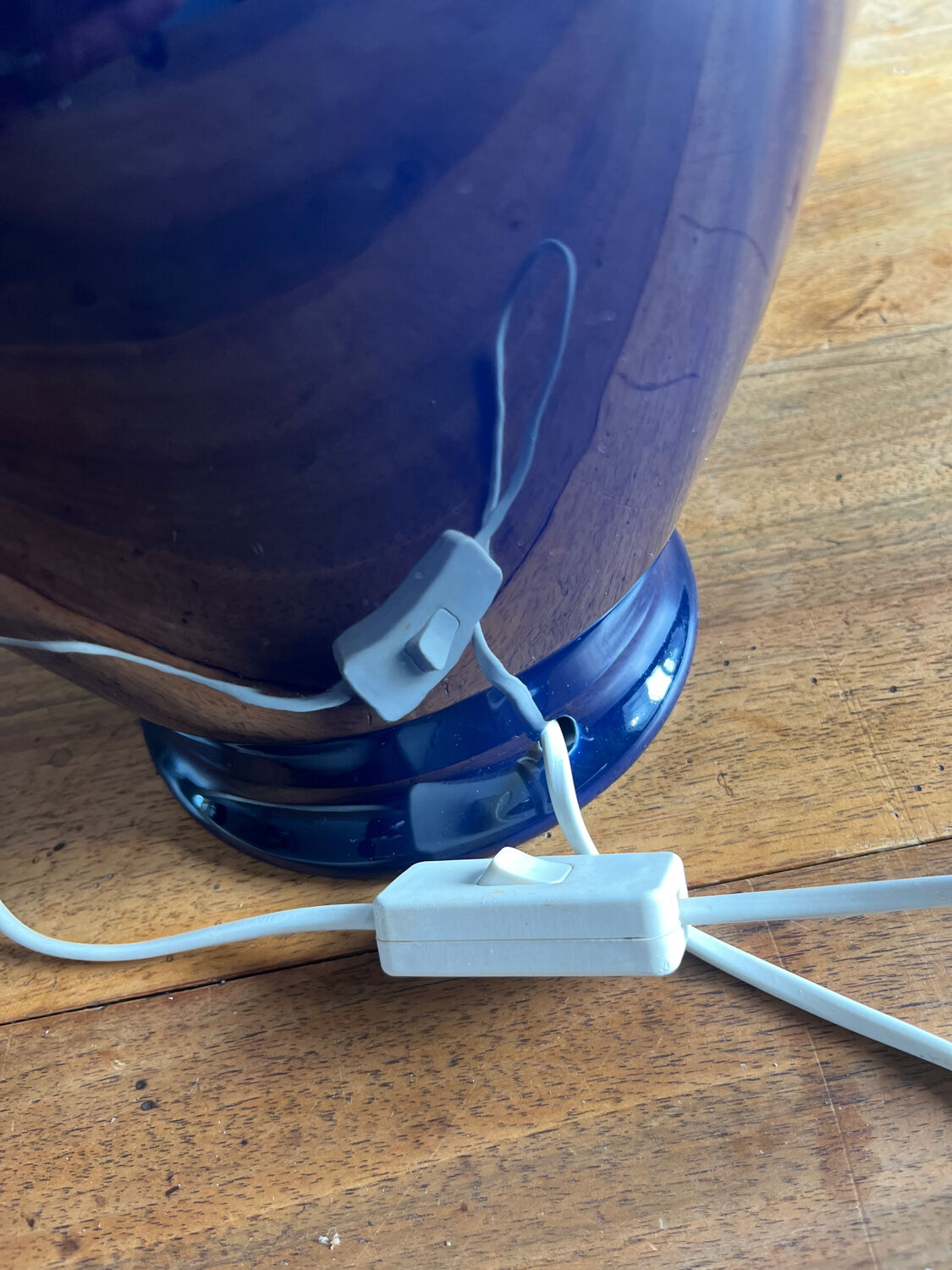 Blue ceramic lamp base