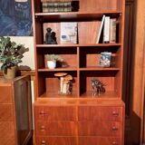 Vintage teak bookcase chest of drawers