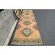 1970s Turkish Oushak Handmade Wool Cotton Orange Runner 98x378