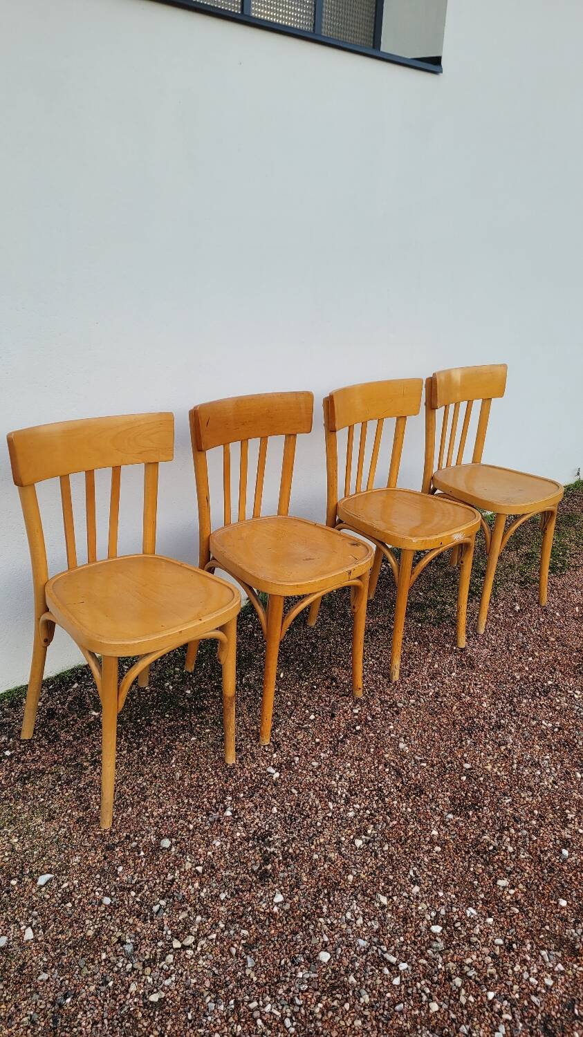 Set of 4 vintage restaurant bistro chairs - 1950s