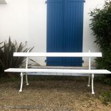 White garden bench