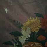 Oil on canvas still life with fruits and flowers by L. Parize 20th century