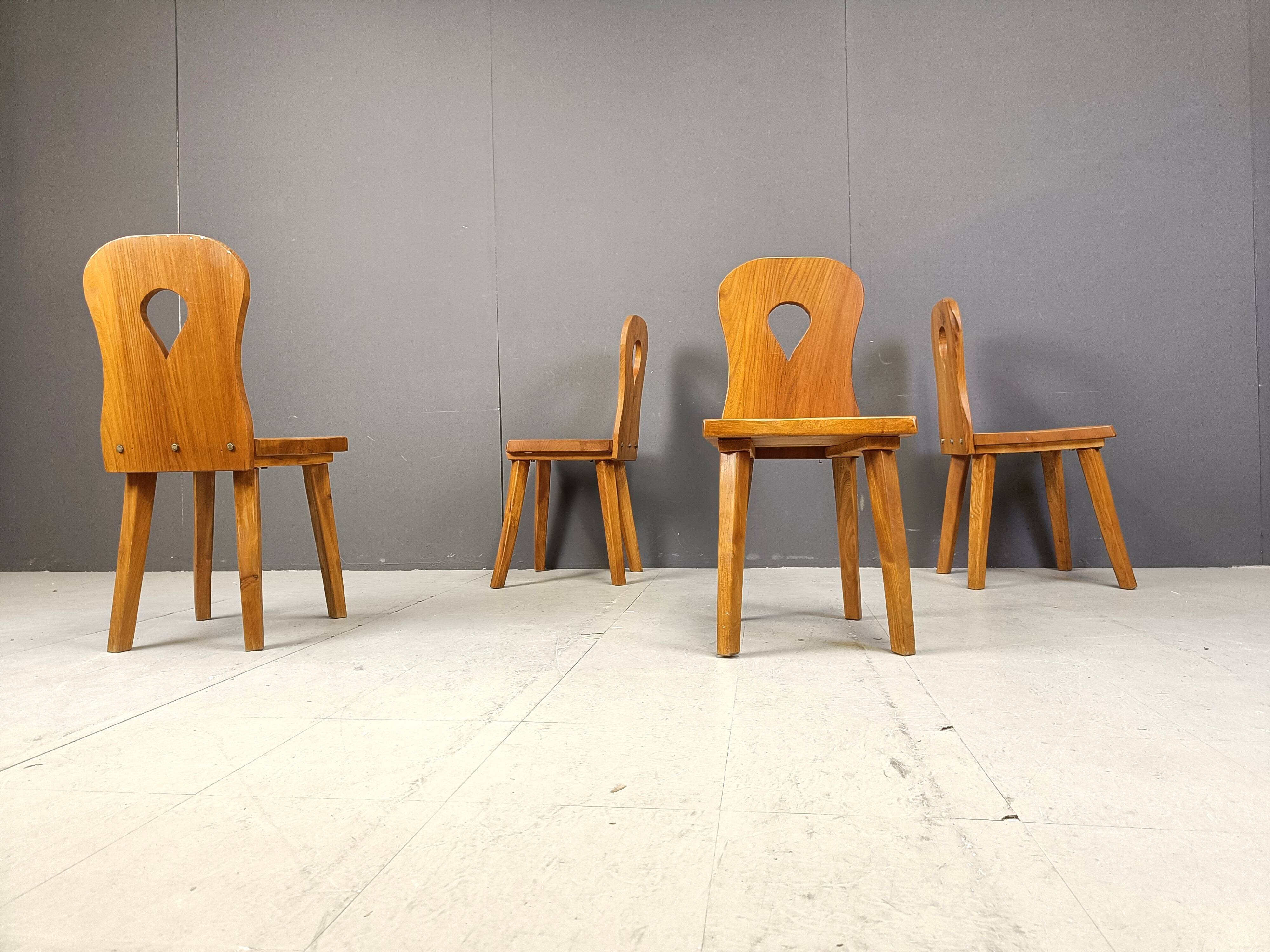 Vintage brutalist dining chairs set of 4 - 1960s