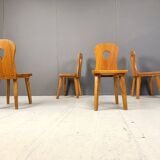Vintage brutalist dining chairs set of 4 - 1960s