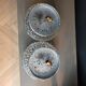 Pair of ceiling lights or moulded glass wall lights.