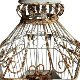 Vintage hexagonal metal birdcage from around 1940.