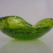 Green Sommerso Murano Glass Ashtray, Italy, 1960s