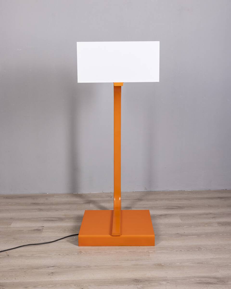 Vintage Space Age Italian Orange Metal and Acrylic Glass Floor Lamp, 1970s