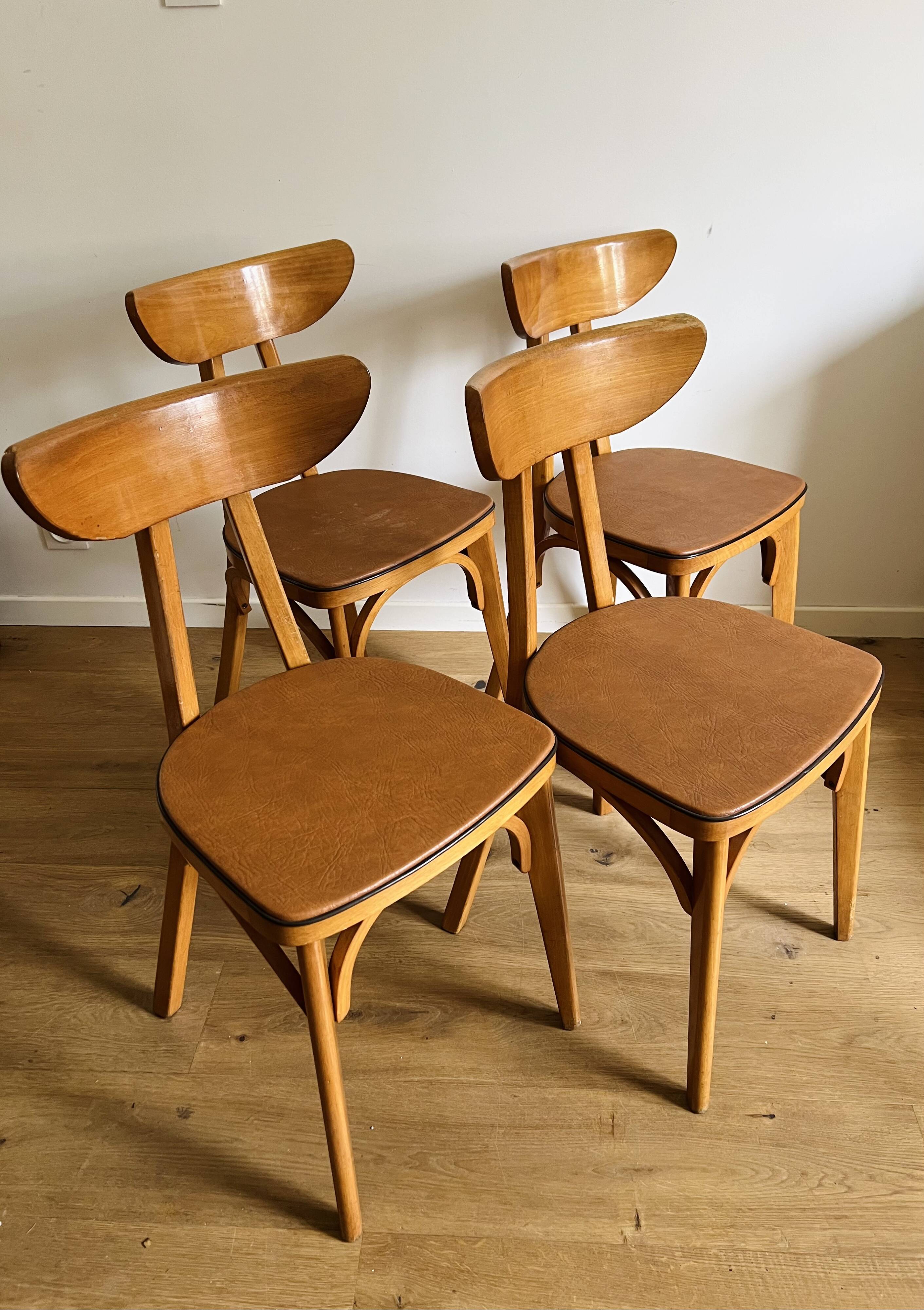 4 chaises « Banane » estampillées Luterma