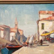 Swedish Oil on  panel - "Venice II" by Knut Norman - Vintage- 51 × 43 cm