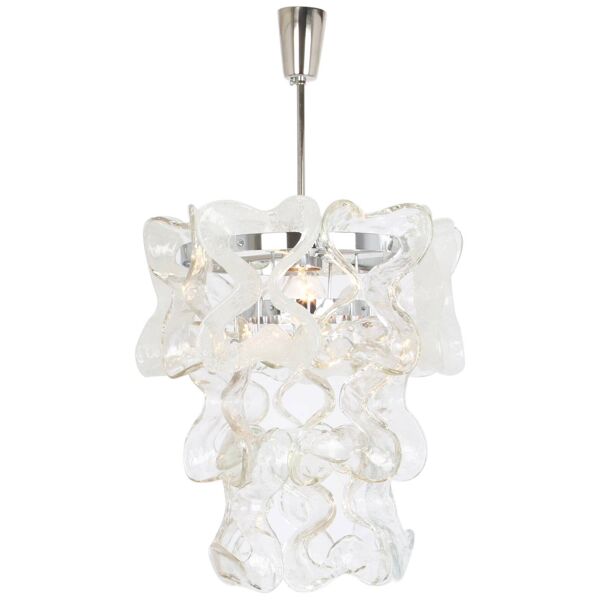 Suspension en verre de Murano chrome conçue par Carlo Nason pour Kalmar, Catena, Autriche