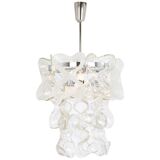 Murano glass suspension light in chrome designed by Carlo Nason for Kalmar, Catena, Austria.