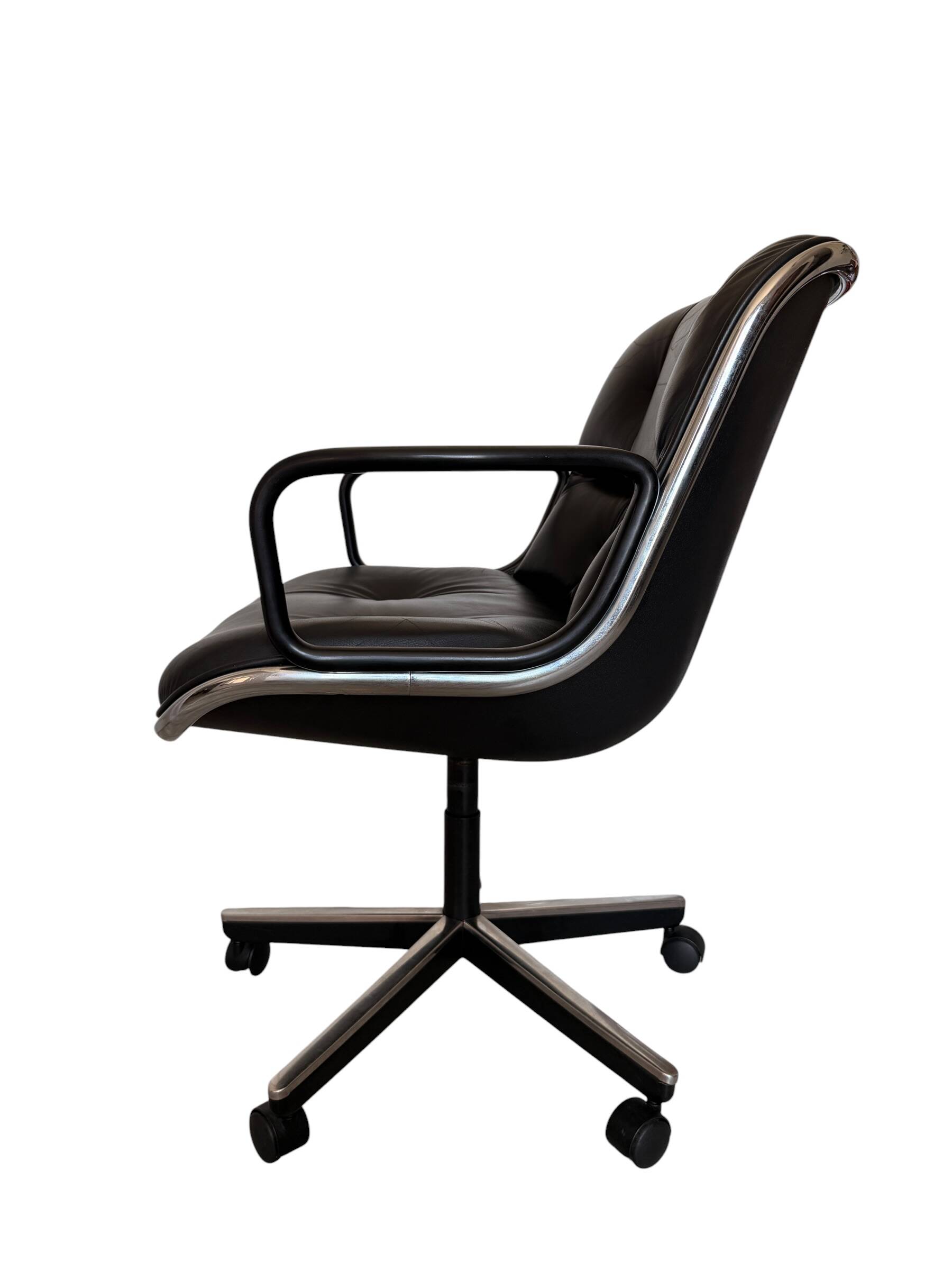 Charles Pollock Knoll Office Chair - Black Leather (Signed Model)