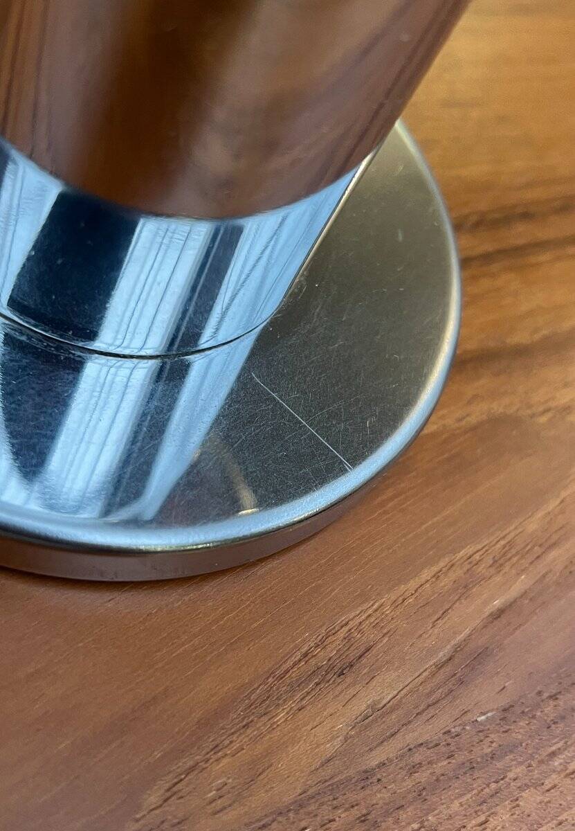 Vintage German table lamp in chrome and glass by Motoko Ishii for Staff.