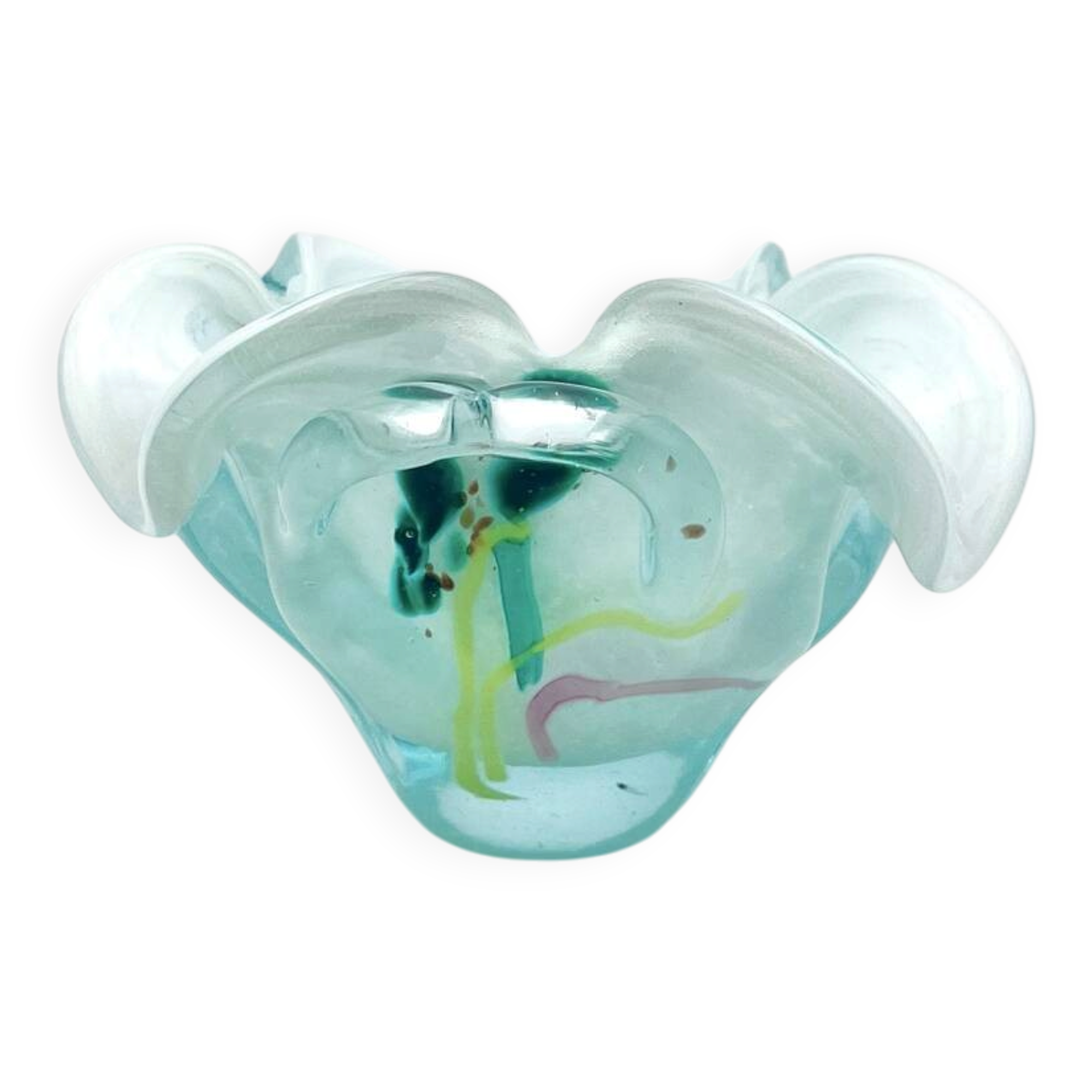 Coupe Studio Glass signed Lubomir Hora Blown Glass Polychrome 80s
