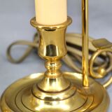 Pair of Empire style bouillotte lamps with bronze conical lampshade Lucien Gau