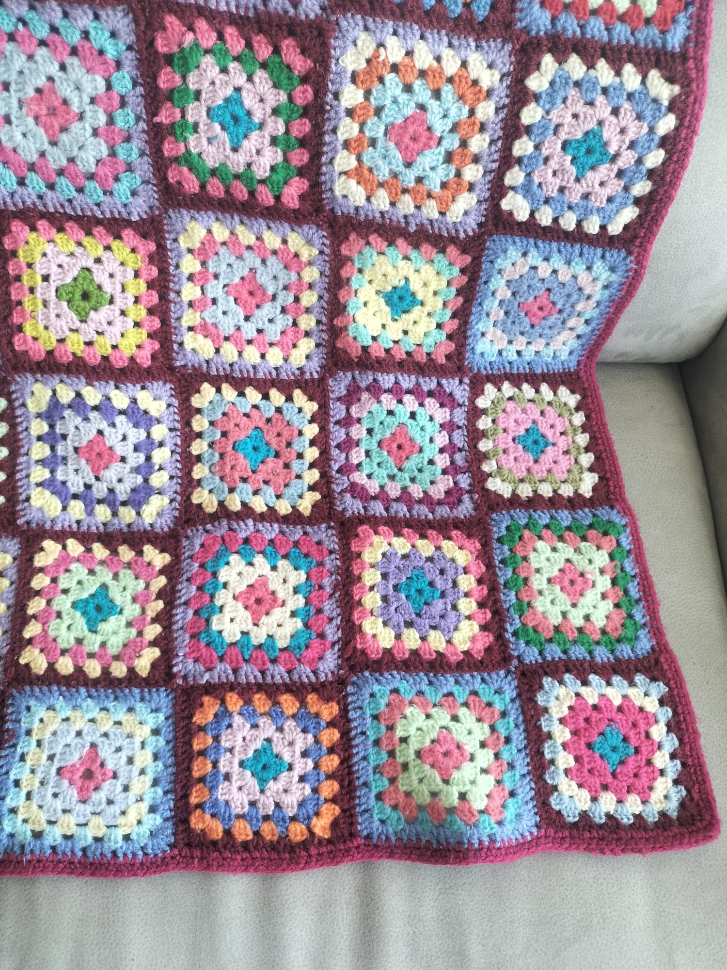 Plaid vintage crochet granny square multicoloured