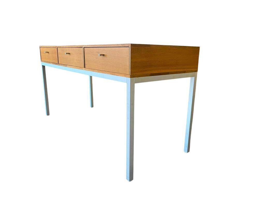 Console/table d'appoint vintage en bois avec structure en métal