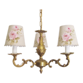 Vintage chandelier with three handmade shades