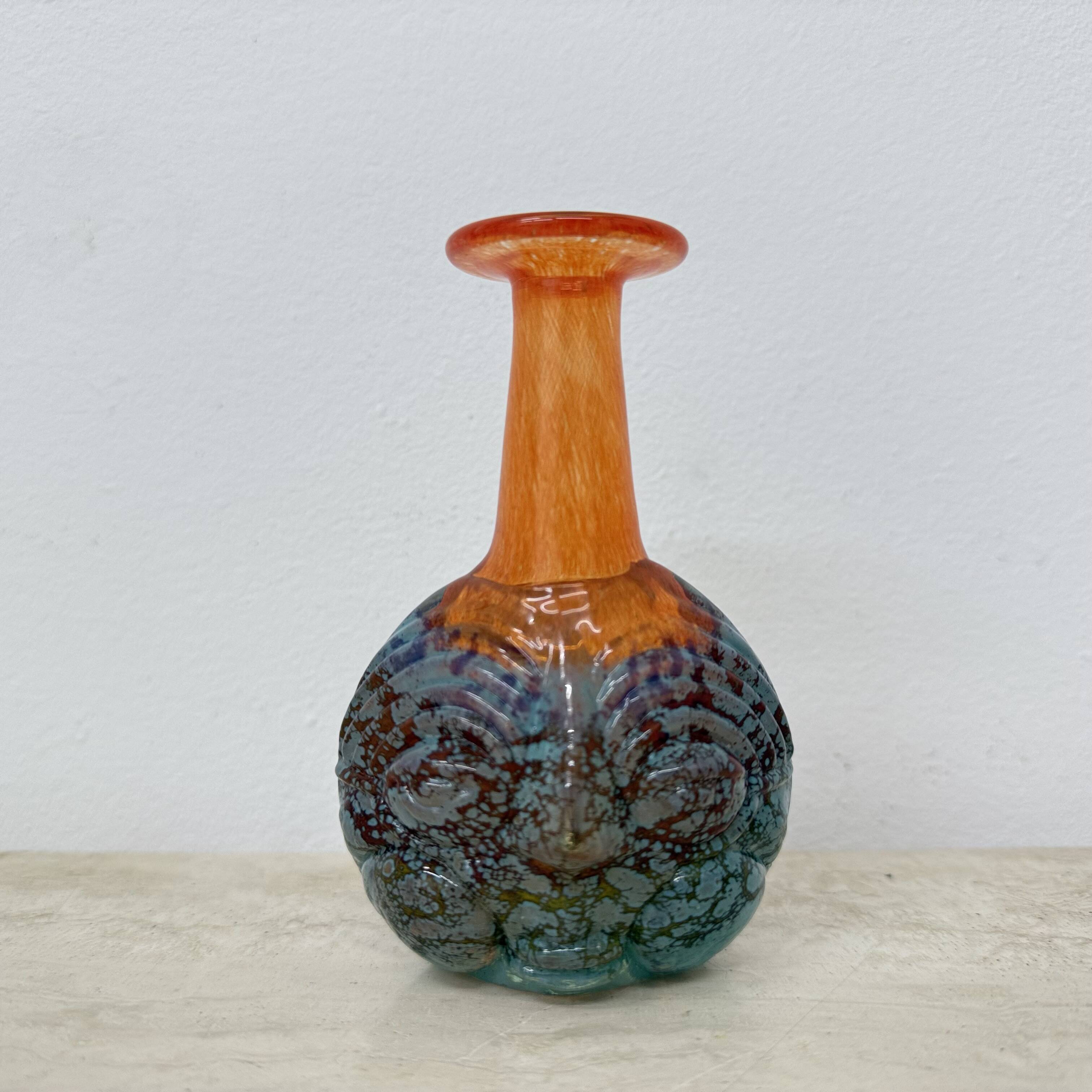 Rare Kjell Engman for Kosta Boda Sweden vase Rio face glass miniature vase