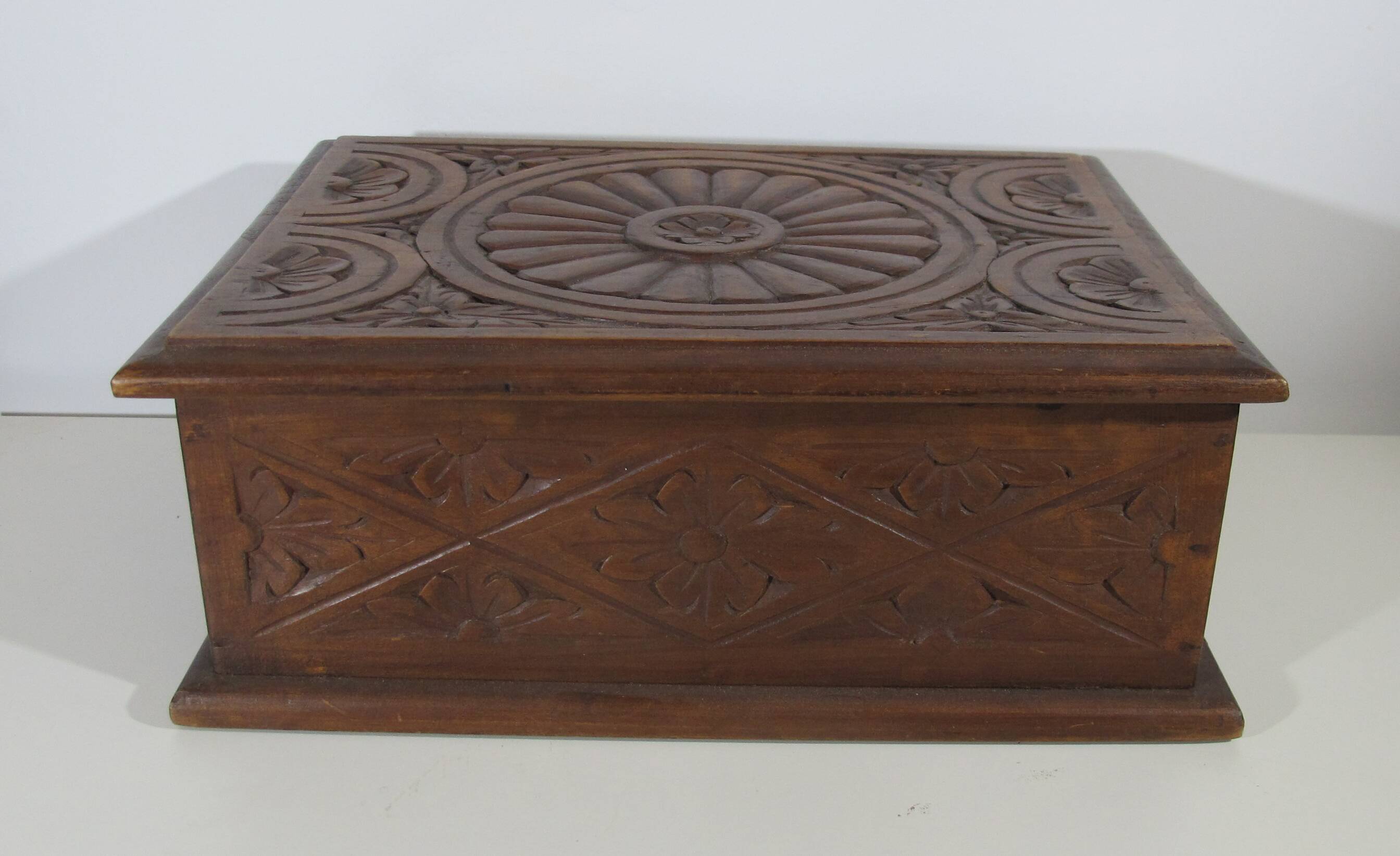 Carved wooden box