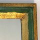 Miroir italien ancien en bois doré et vert