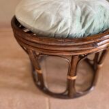 Pouf en rotin vintage
