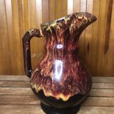 Old morvan small mass pitcher black & red ceramic vintage